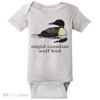 Stupid Canadian Wolf Bird Baby Bodysuit thumb 0