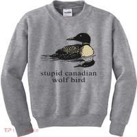 Stupid Canadian Wolf Bird Kids Sweatshirt thumb 0