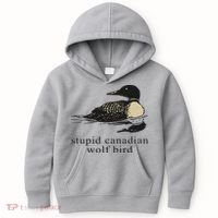Stupid Canadian Wolf Bird Kids Hoodie thumb 0