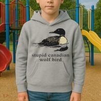 Stupid Canadian Wolf Bird Kids Hoodie thumb 2