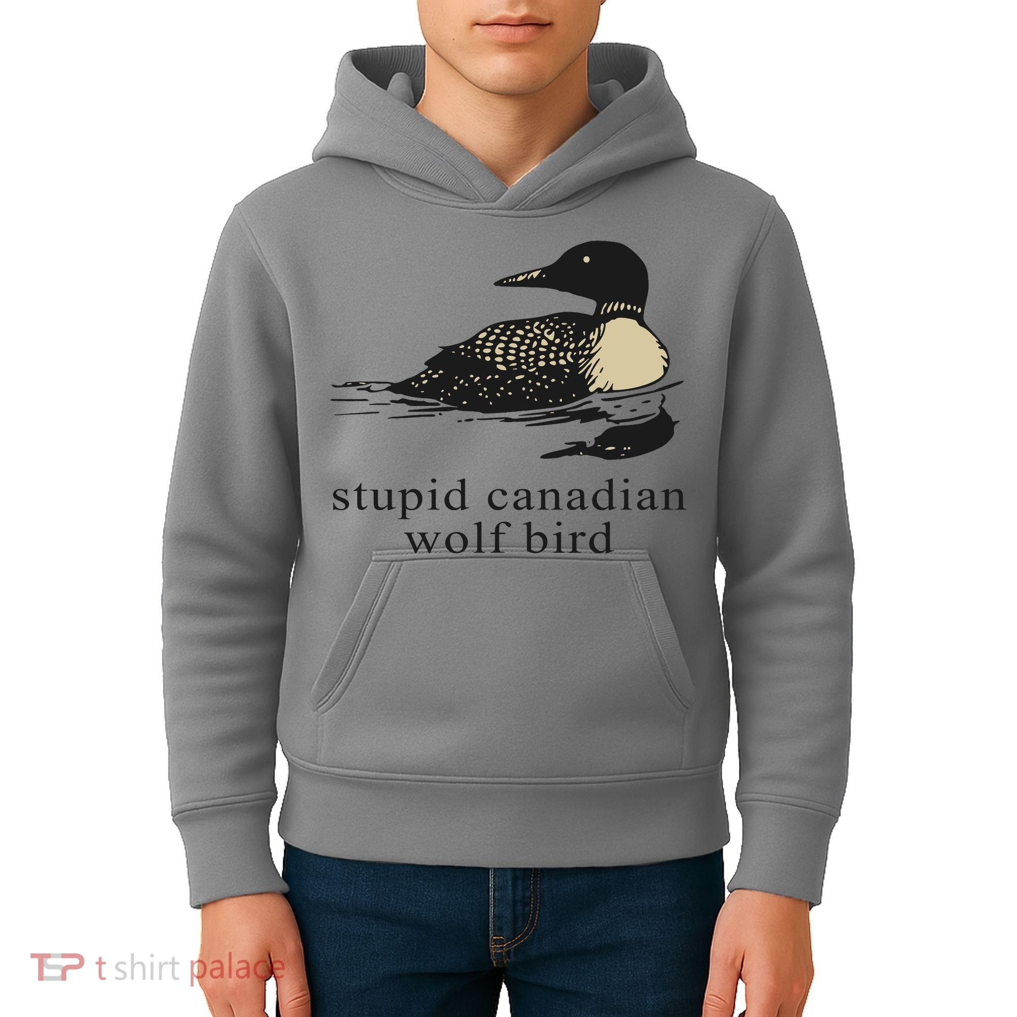 Stupid Canadian Wolf Bird Kids Hoodie