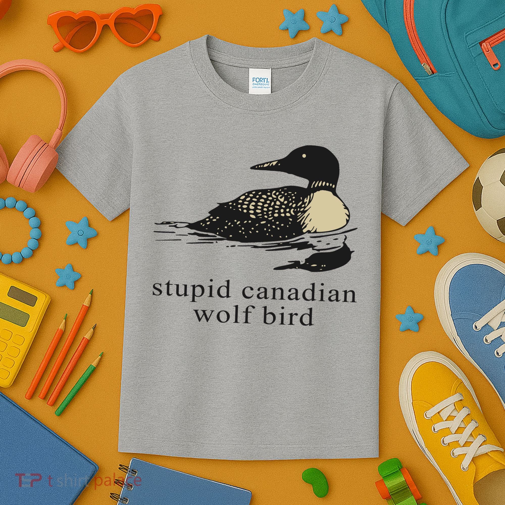 Stupid Canadian Wolf Bird Kids T-Shirt