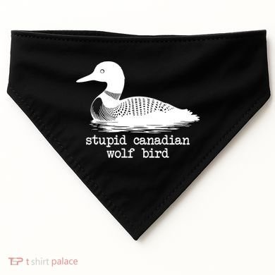 Stupid Canadian Wolf Bird Funny Meme USA-Made Doggie Bandana