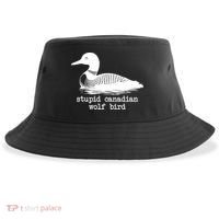 Stupid Canadian Wolf Bird Funny Meme Sustainable Bucket Hat thumb 0
