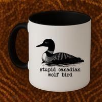 Stupid Canadian Wolf Bird Funny Meme Coffee Mug thumb 2