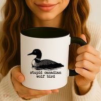 Stupid Canadian Wolf Bird Funny Meme Coffee Mug thumb 3