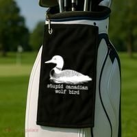 Stupid Canadian Wolf Bird Funny Meme Golf Towel thumb 2