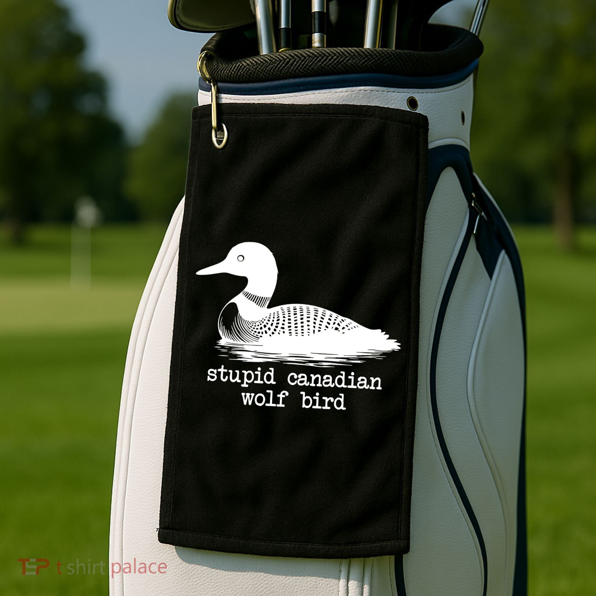 Stupid Canadian Wolf Bird Funny Meme Golf Towel