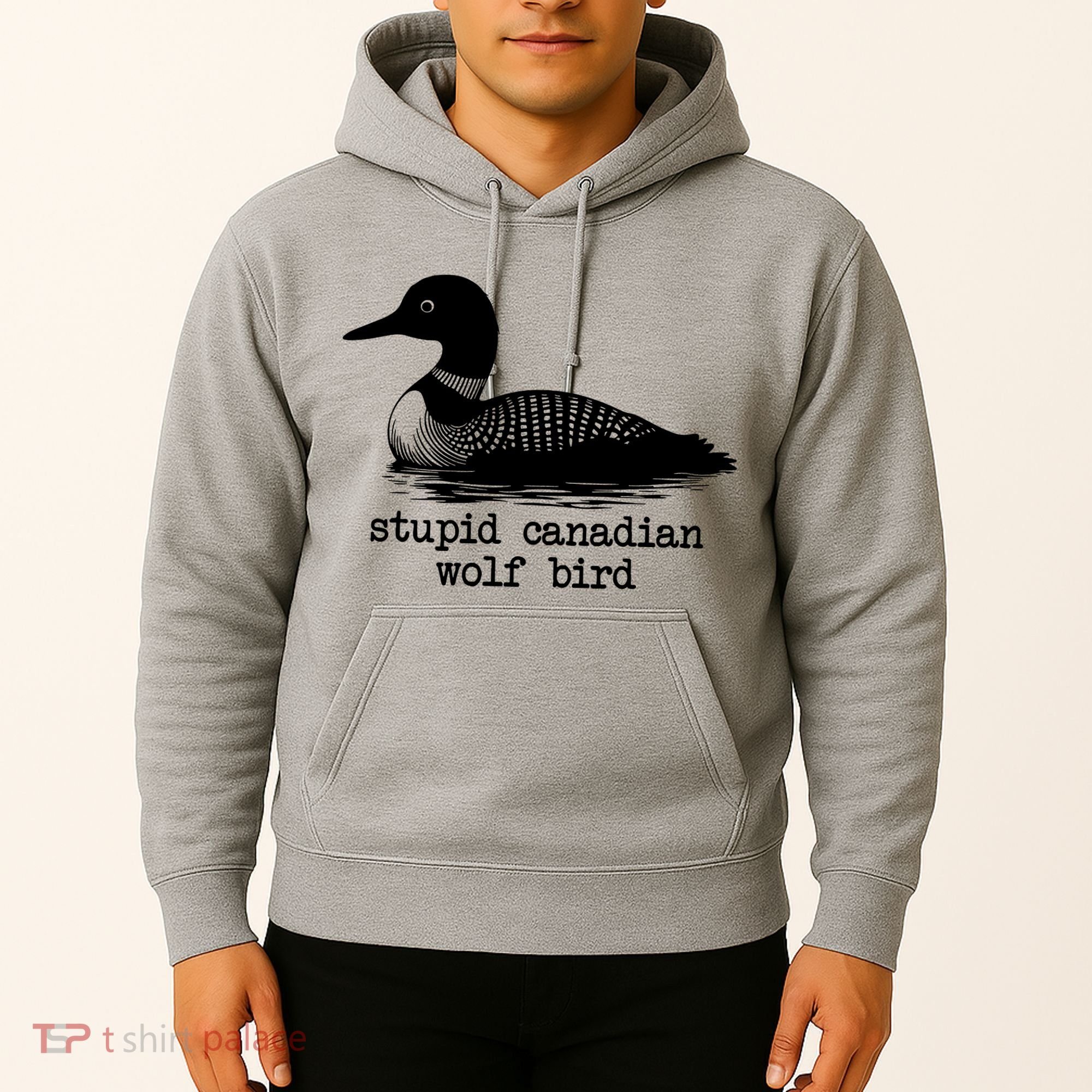 Stupid Canadian Wolf Bird Funny Meme Hoodie