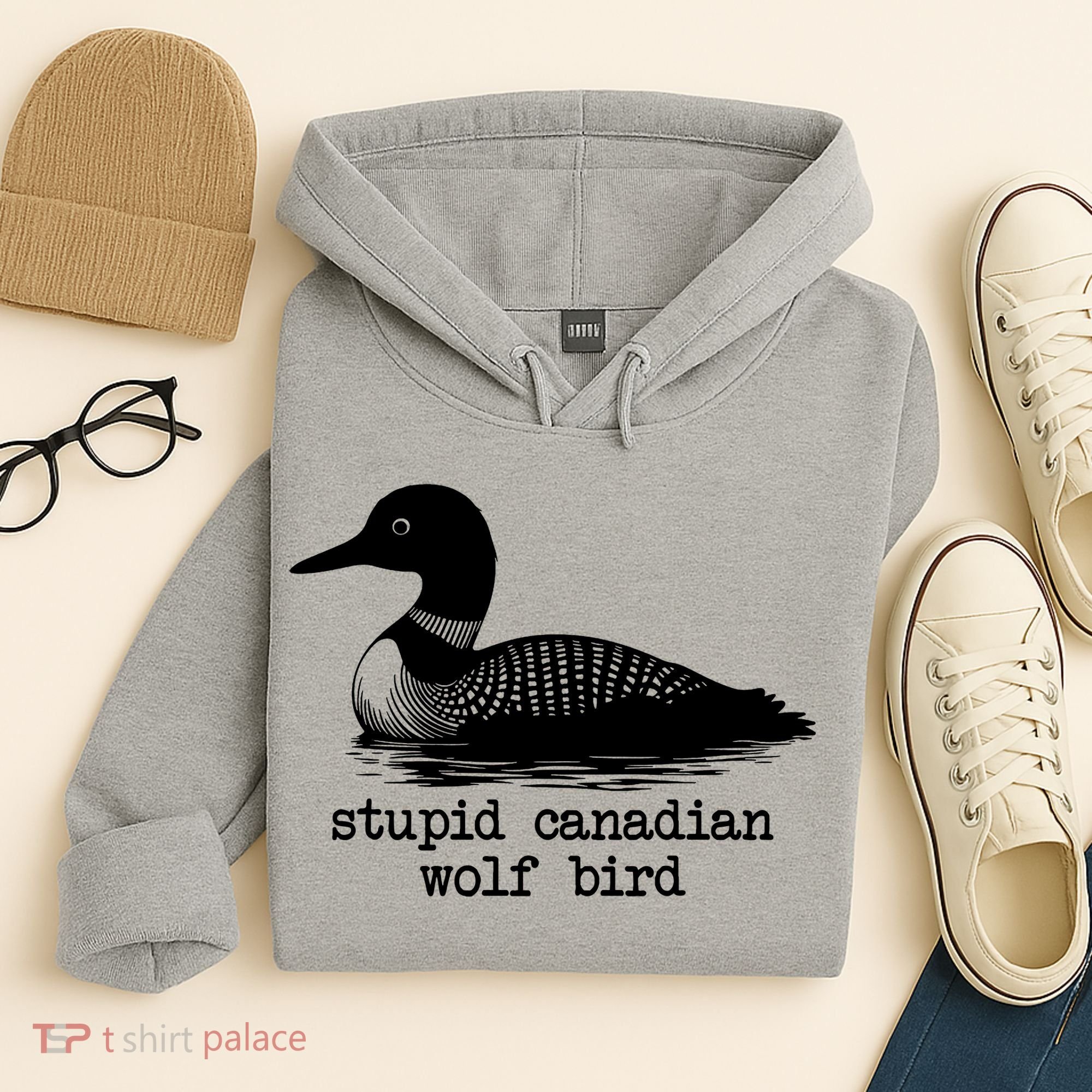 Stupid Canadian Wolf Bird Funny Meme Hoodie