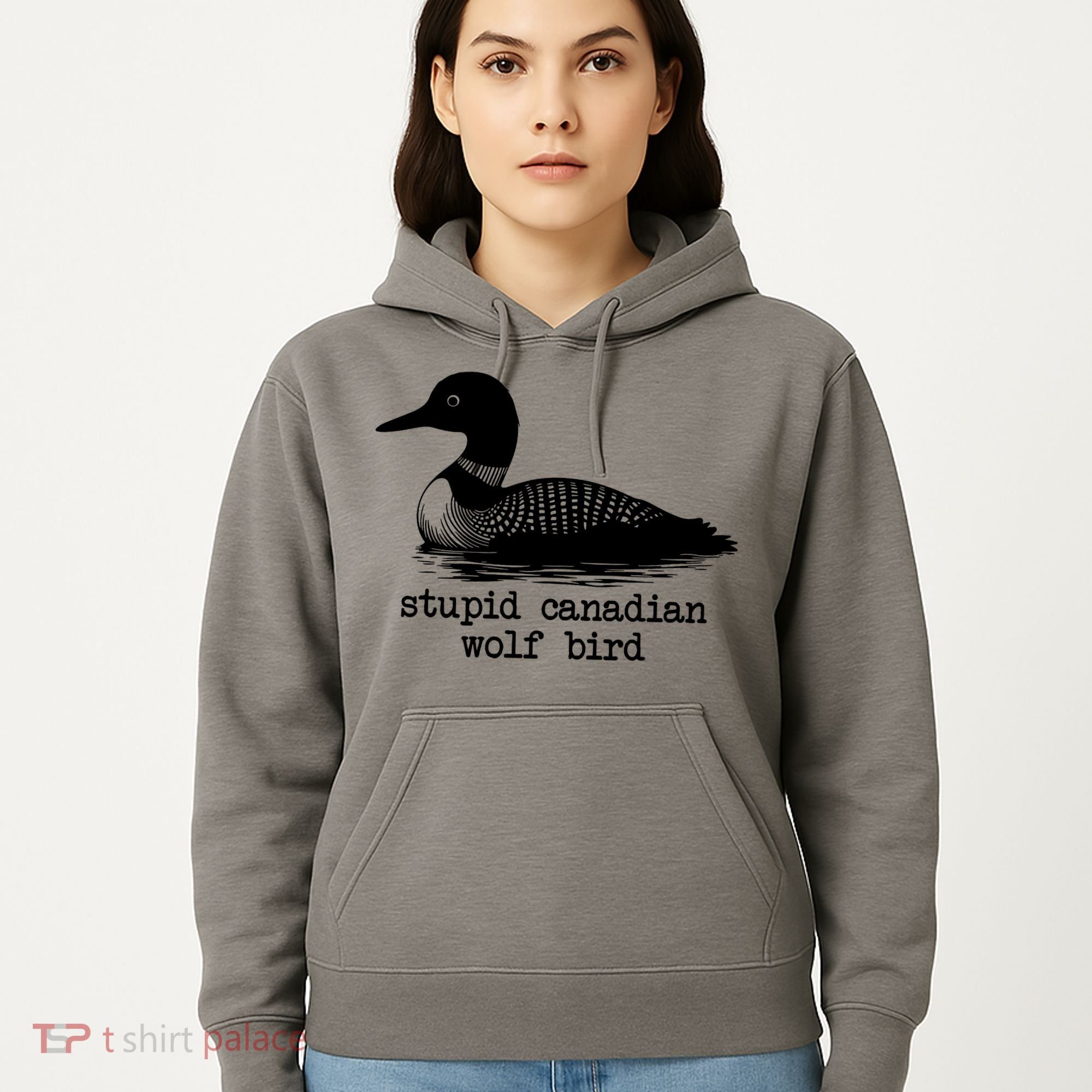 Stupid Canadian Wolf Bird Funny Meme Hoodie
