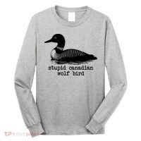 Stupid Canadian Wolf Bird Funny Meme Long Sleeve Shirt thumb 0