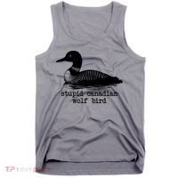 Stupid Canadian Wolf Bird Funny Meme Tank Top thumb 0