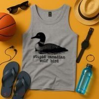 Stupid Canadian Wolf Bird Funny Meme Tank Top thumb 4