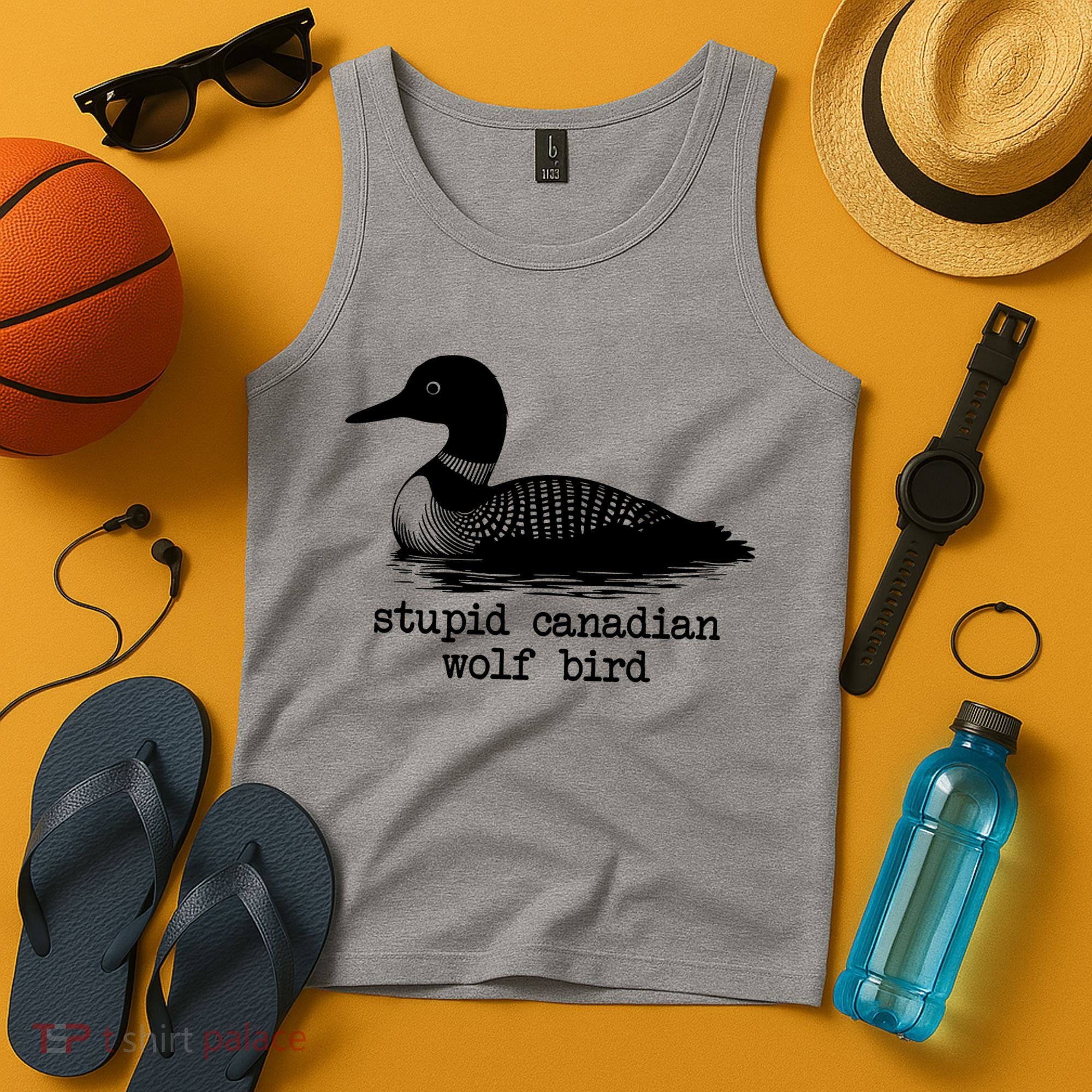 Stupid Canadian Wolf Bird Funny Meme Tank Top