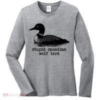 Stupid Canadian Wolf Bird Funny Meme Women's Long Sleeve Shirt thumb 0