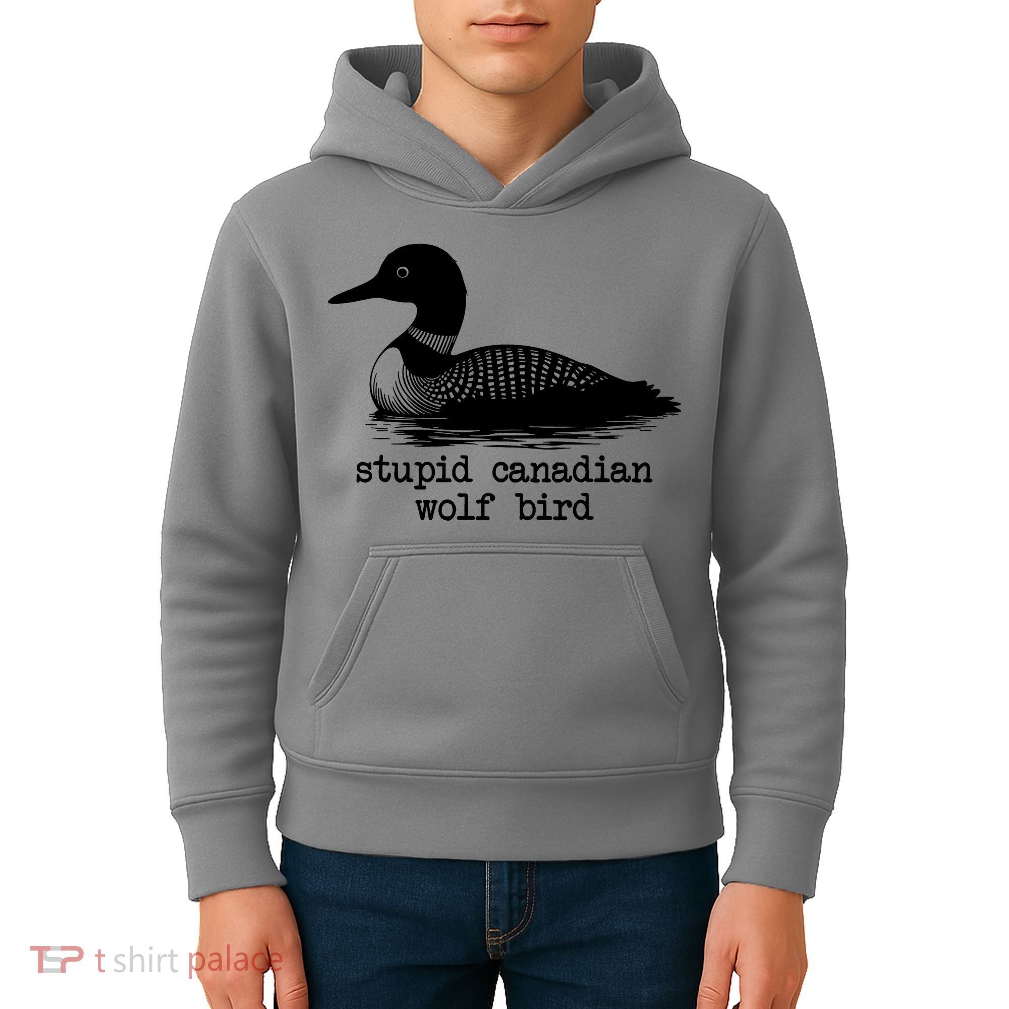 Stupid Canadian Wolf Bird Funny Meme Kids Hoodie