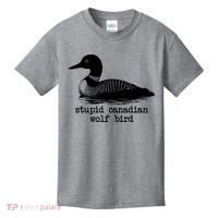 Stupid Canadian Wolf Bird Funny Meme Kids T-Shirt thumb 0