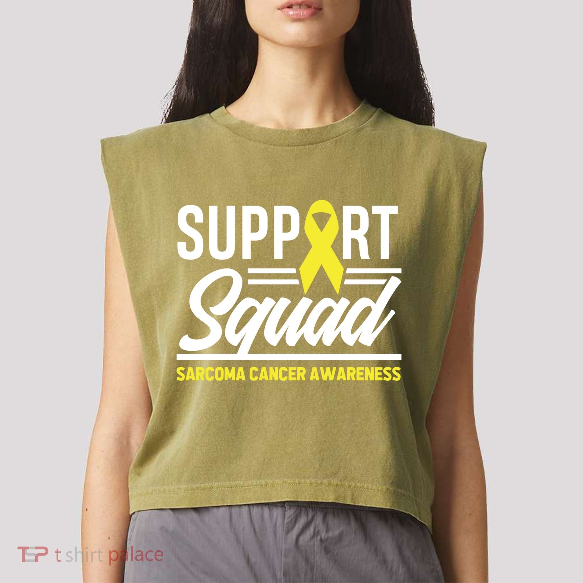 Sarcoma Cancer Warrior Support Squad Sarcoma Awareness Gift Garment-Dyed Women's Muscle Tee