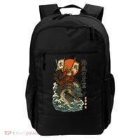 Samurai Cat With Sea Dragon Fantasy Art Backpack thumb 0
