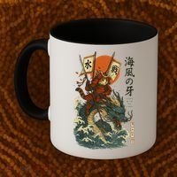 Samurai Cat With Sea Dragon Fantasy Art Coffee Mug thumb 2