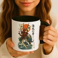 Samurai Cat With Sea Dragon Fantasy Art Coffee Mug thumb 3