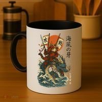 Samurai Cat With Sea Dragon Fantasy Art Coffee Mug thumb 4