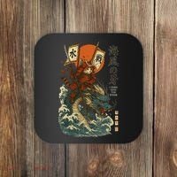 Samurai Cat With Sea Dragon Fantasy Art Coaster thumb 0