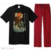 Samurai Cat With Sea Dragon Fantasy Art Pajama Set thumb 0