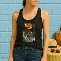 Samurai Cat With Sea Dragon Fantasy Art Women's Tank Top thumb 2