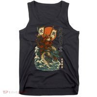 Samurai Cat With Sea Dragon Fantasy Art Tank Top thumb 0