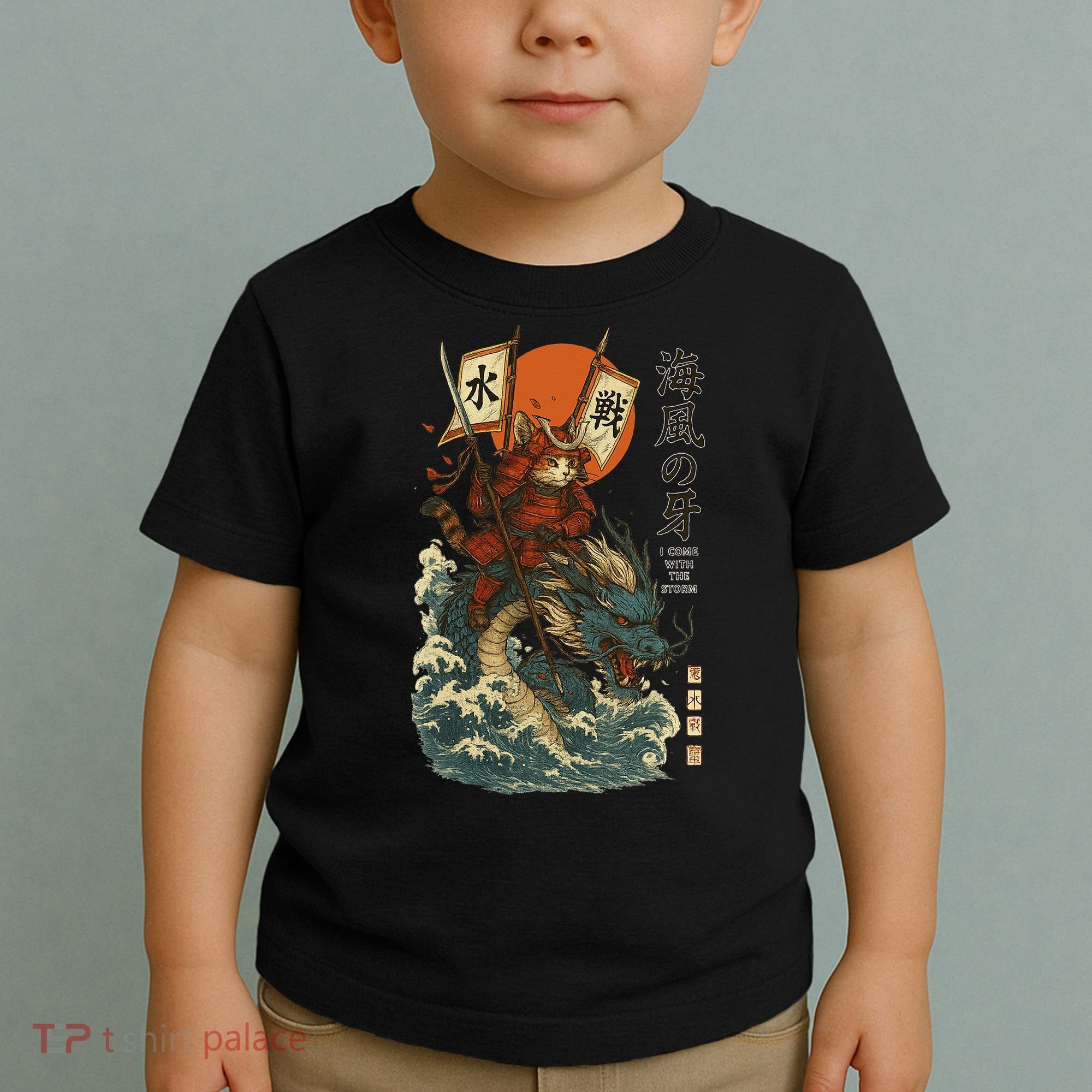 Samurai Cat With Sea Dragon Fantasy Art Toddler T-Shirt