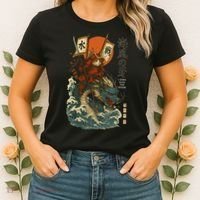 Samurai Cat With Sea Dragon Fantasy Art Women's T-Shirt thumb 2
