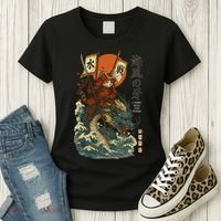 Samurai Cat With Sea Dragon Fantasy Art Women's T-Shirt thumb 3