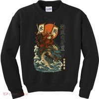 Samurai Cat With Sea Dragon Fantasy Art Kids Sweatshirt thumb 0