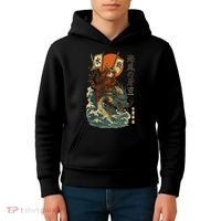 Samurai Cat With Sea Dragon Fantasy Art Kids Hoodie thumb 4