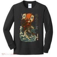 Samurai Cat With Sea Dragon Fantasy Art Kids Long Sleeve Shirt thumb 0