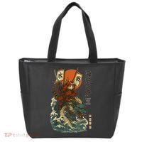 Samurai Cat With Sea Dragon Fantasy Art Tote Bag thumb 0