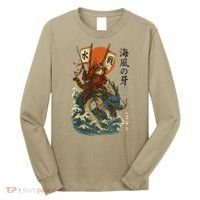 Samurai Cat With Sea Dragon Fantasy Art Long Sleeve Shirt thumb 0