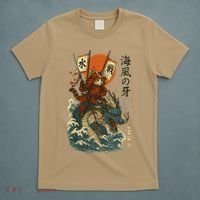 Samurai Cat With Sea Dragon Fantasy Art T-Shirt thumb 5