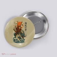 Samurai Cat With Sea Dragon Fantasy Art Button thumb 0