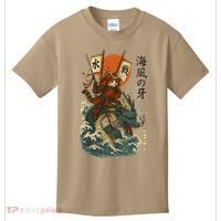 Samurai Cat With Sea Dragon Fantasy Art Kids T-Shirt thumb 0
