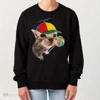 Silly Cat With Lollipop Meme Women's Sweatshirt thumb 0
