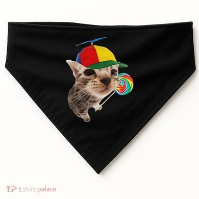 Silly Cat With Lollipop Meme USA-Made Doggie Bandana