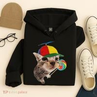 Silly Cat With Lollipop Meme Hoodie thumb 4