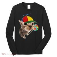 Silly Cat With Lollipop Meme Long Sleeve Shirt thumb 0