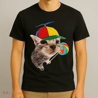 Silly Cat With Lollipop Meme T-Shirt thumb 3