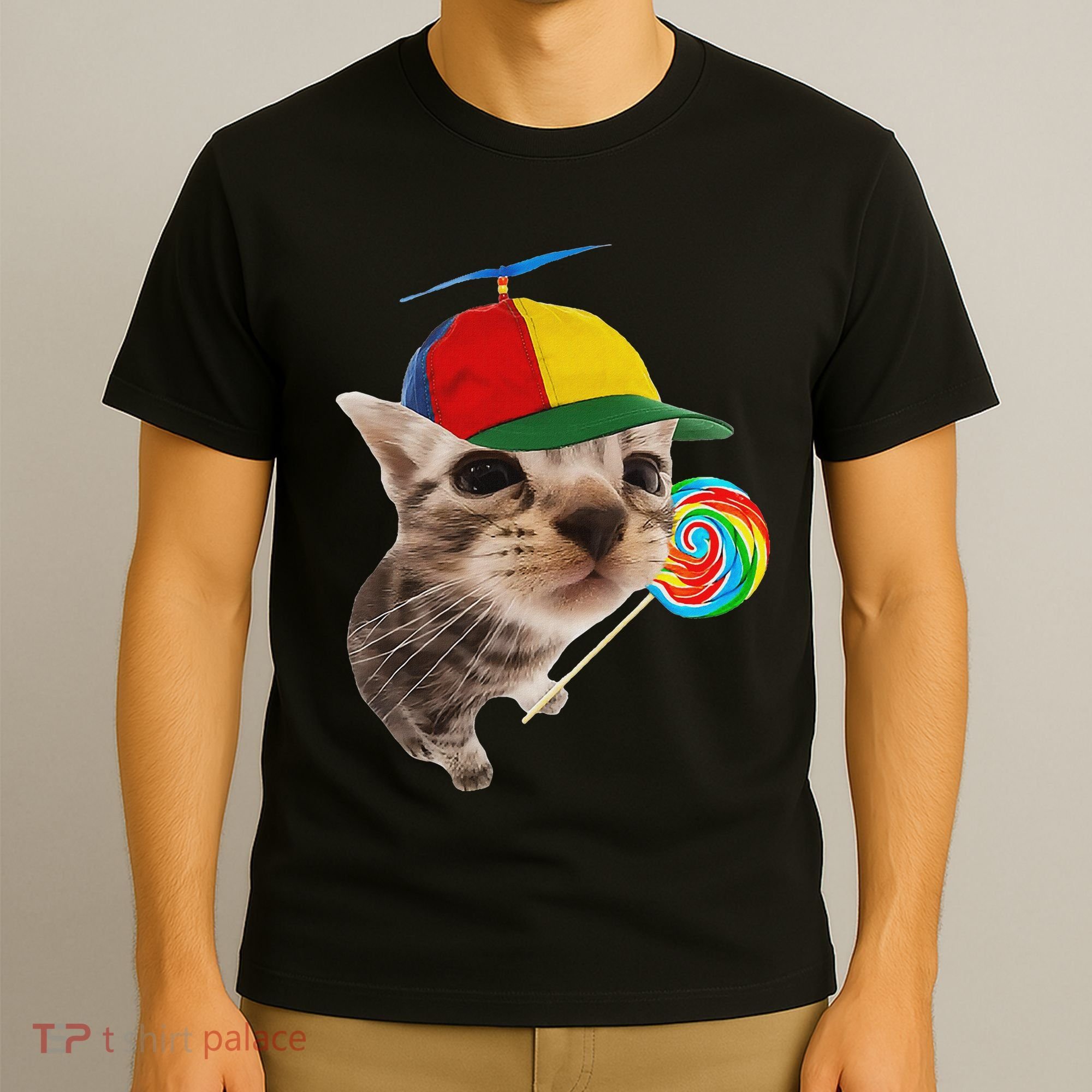 Silly Cat With Lollipop Meme T-Shirt