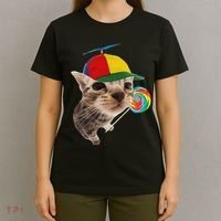 Silly Cat With Lollipop Meme T-Shirt thumb 4