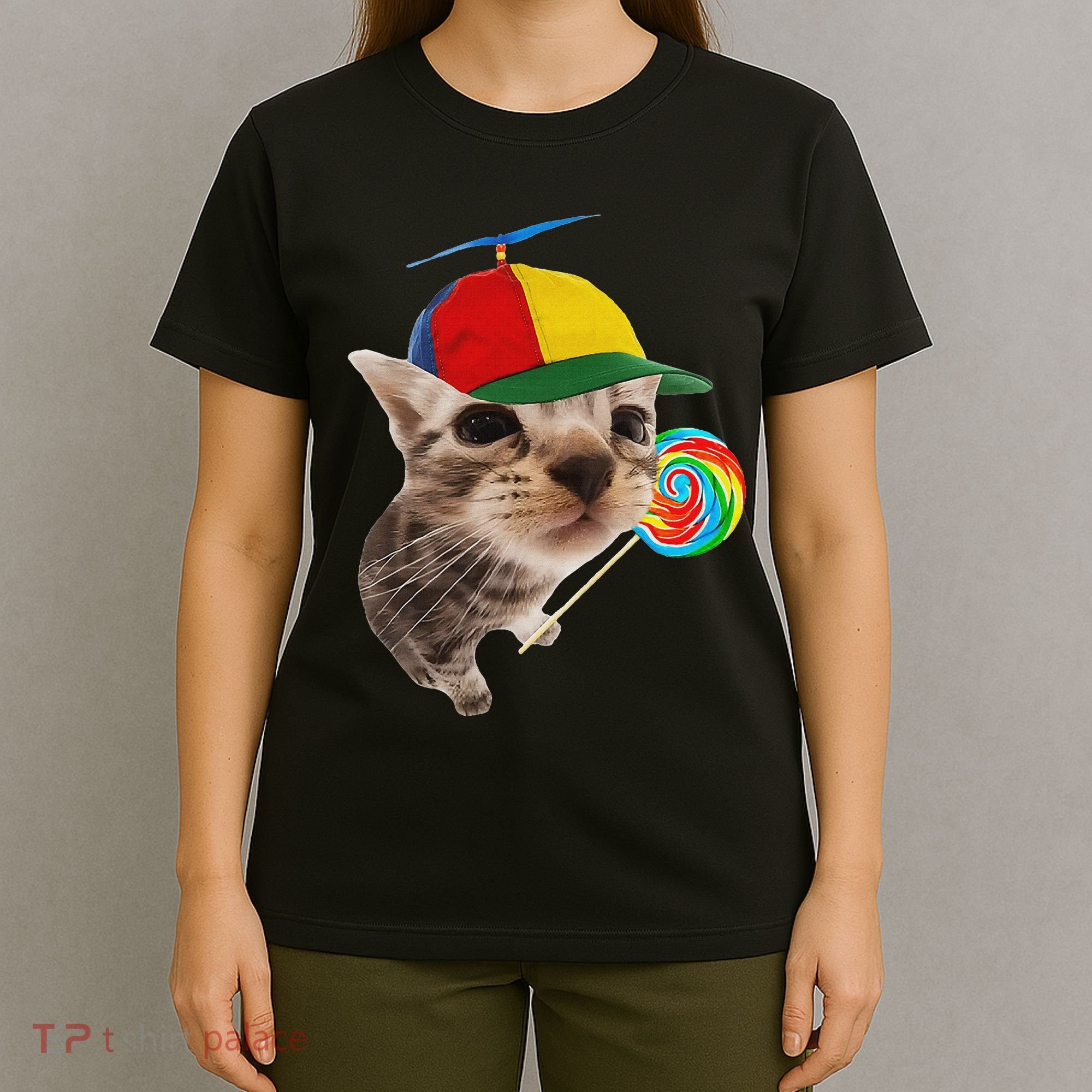 Silly Cat With Lollipop Meme T-Shirt